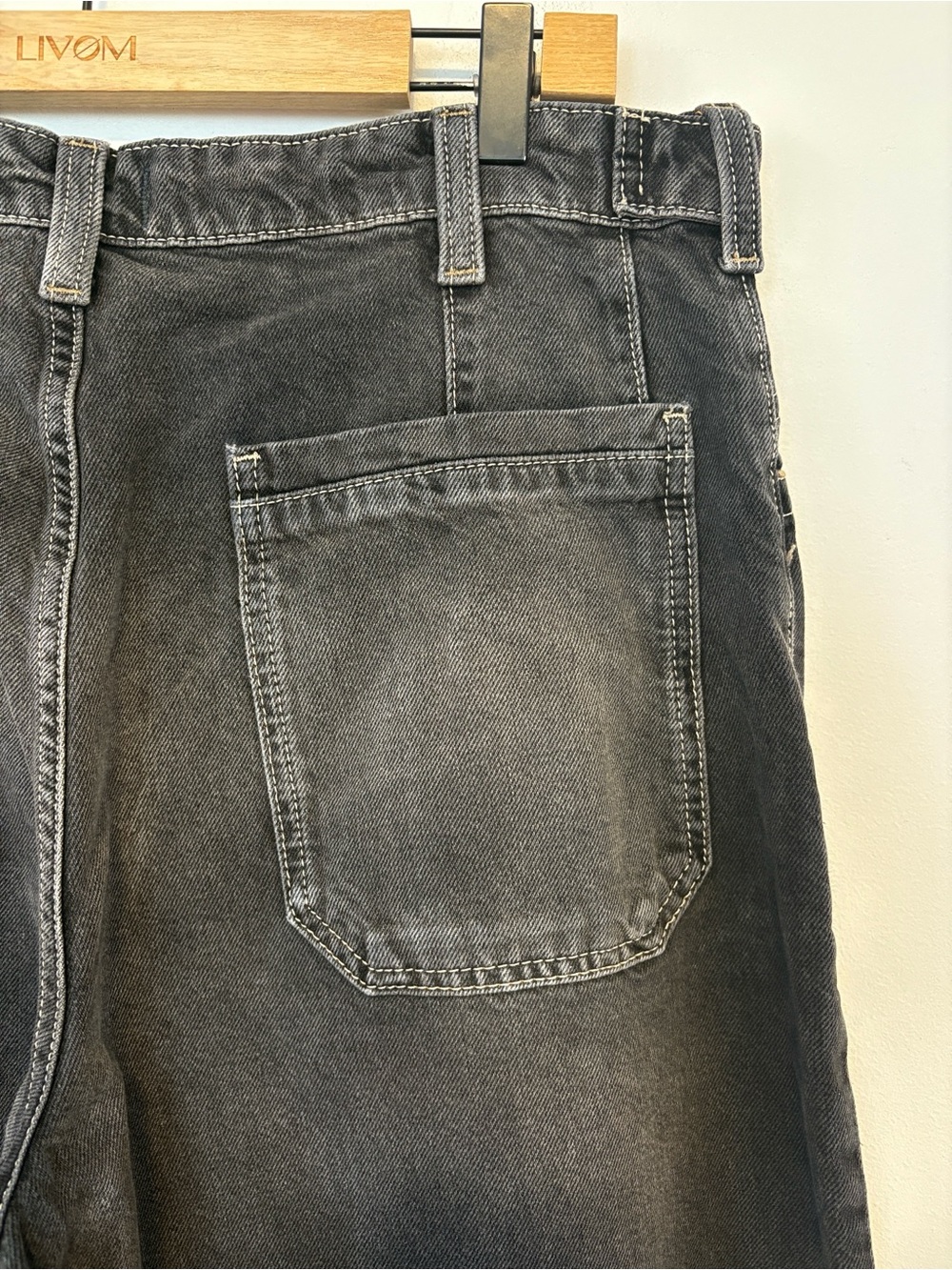 Free People Black Wide-Leg High-Rise Rolled Cuff Jeans EUC Size 31 - Picture 6 of 11